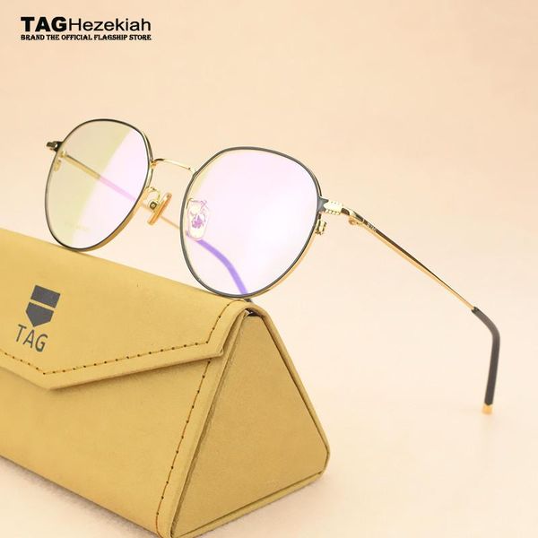 

glasses frame men's women's degree eyeglasses tag brand retro fashion computer oculos de grau anti-blue light sunglasses frames, Black