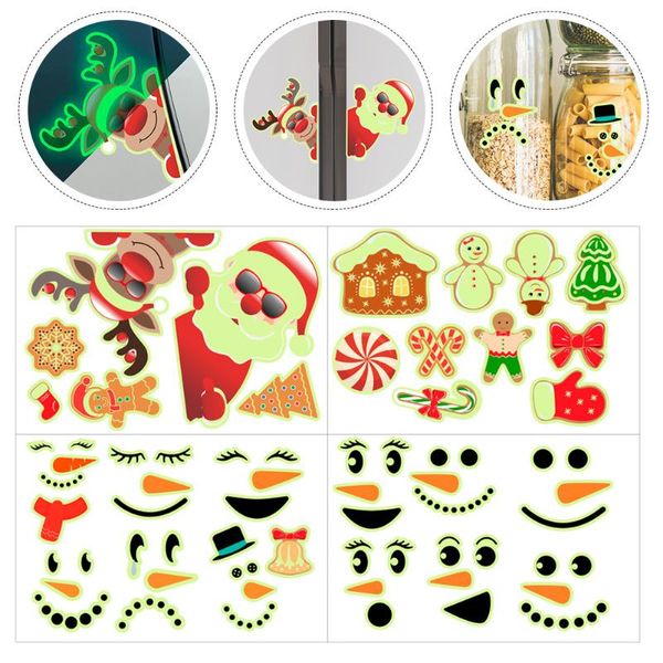 

wall stickers 1 set 4 pcs christmas luminous refrigerator santa clause (red)