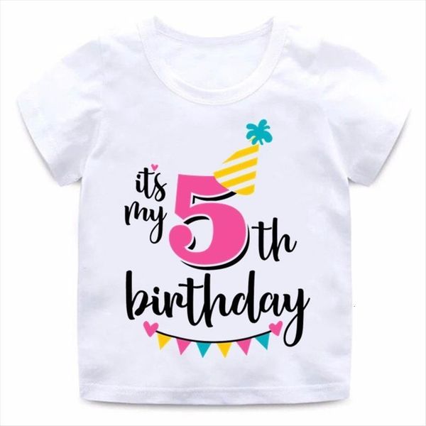 

fashion baby boys girls summer kids funny birthday t shirt 1 2 3 4 5 6 7t tees children, Blue