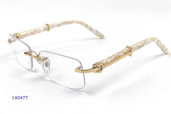 

store 90% off wholesale glasses carti round men and women fashion sport rimless sun frame white buffalo horn wood bamboo with case, White;black