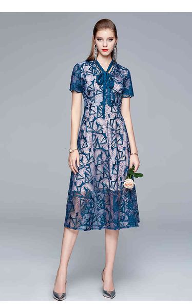 

casual dresses women summer lace long hook flower hollow out short sleeve vestido elegant work slim vintage party maxi 1y7u, Black;gray