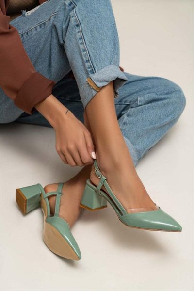 

dress shoes women's green stella japanned leather transparent detail heeled, Black