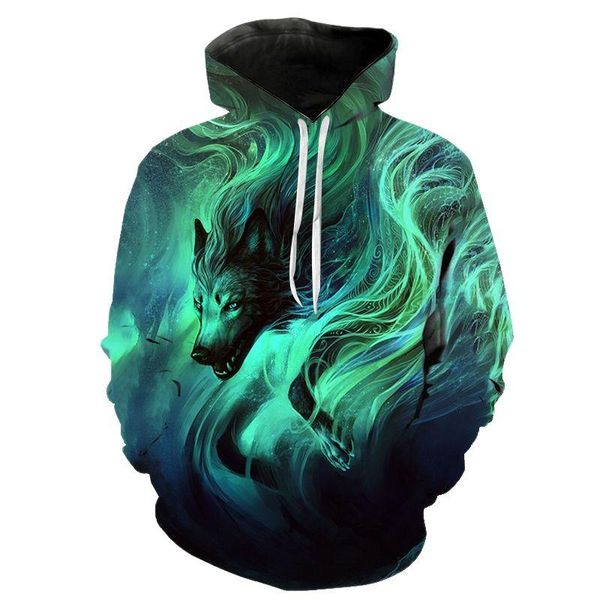 

men's hoodies & sweatshirts wolf 3d printed long sleeve men women children fashion pullover streetwear boy girl kids coat, Black