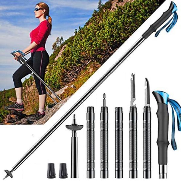 

trekking poles alpenstocks outdoor hiking camping defense multi-functional safety stick home pole survival tool g02