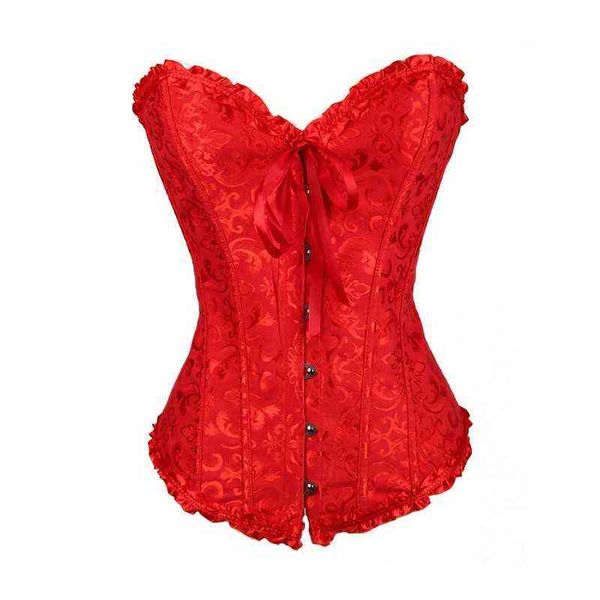 

nxy set corsets and bustiers shapewear lingerie overbust plus size brocade women vintage black dropshipping 1130, Red;black