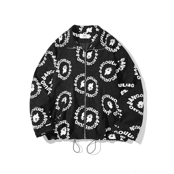 

men's hoodies & sweatshirts reflective letter impression complete jacket fall street trend lapel work reflexive korean clothe tq86, Black