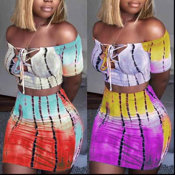

fashion women tracksuits two piece set summer dress off shoulder bodycon t shirt crop skirts ladies 2pcs, Gray