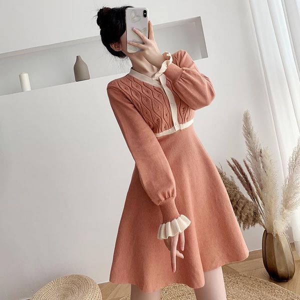

casual dresses robe ete femme 2021 autumn women pullover sweater bodycon dress vestidos cardigan vrouw jurk kobieta sukienka, Black;gray