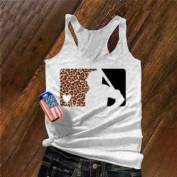 

summer i shaped vest women tank leopard print casual clothes o neck cotton loose female, White