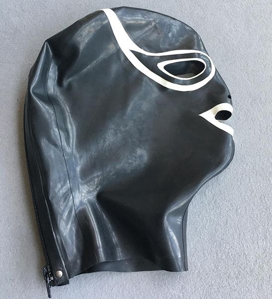 

party masks ~ black&white fetish latex hood