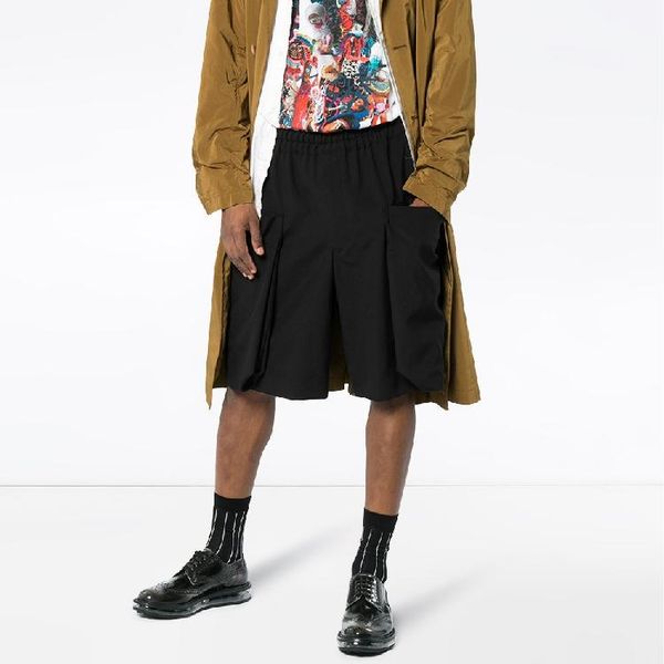 

men's clothing hair stylist gd fashion handmade loose broad leg pantskirt culottes plus size costumes shorts, White;black