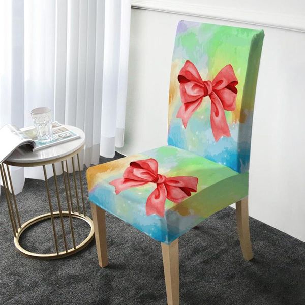

chair covers cute bow print cover elastic dining protector washable slipcover for christmas banquet party home decor
