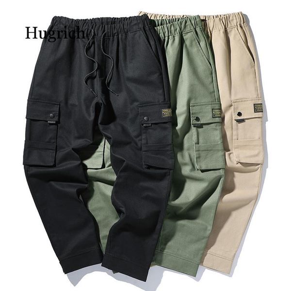 

fashion men cargo pants hip hop joggers harem multi-pocket man sweatpants streetwear casual mens men's, Black