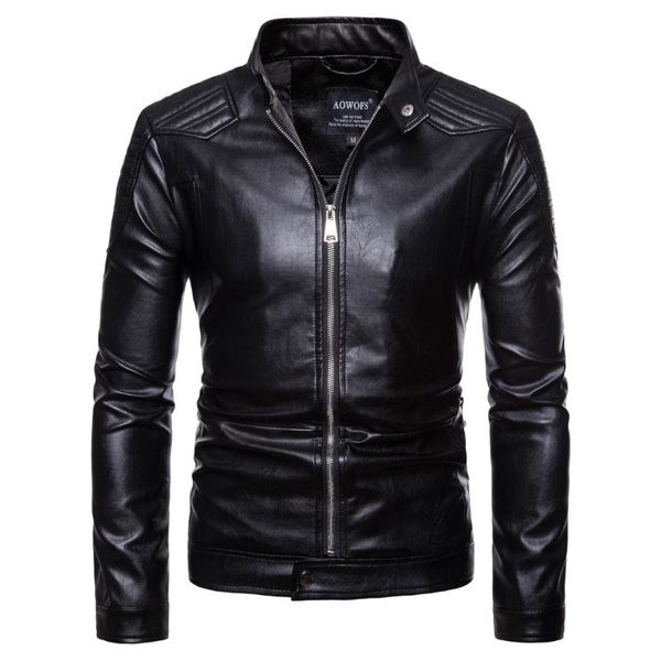 

men's fur & faux clothing locomotive leather european and american jacket big code, Black
