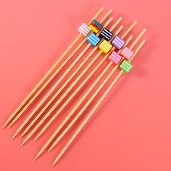 

forks 100pcs disposable cocktail picks creative bamboo appetizer wooden fruit bead decor party supplies