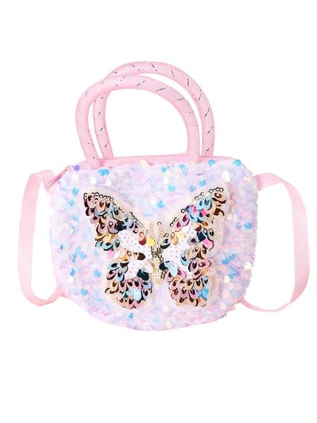 

purse children's messenger butterfly plush coin cute one-shoulder small square bag sequined shoulder, White