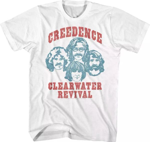 

creedence clearwater revival band t shirt mens licensed rock retro tee ccr white, White;black
