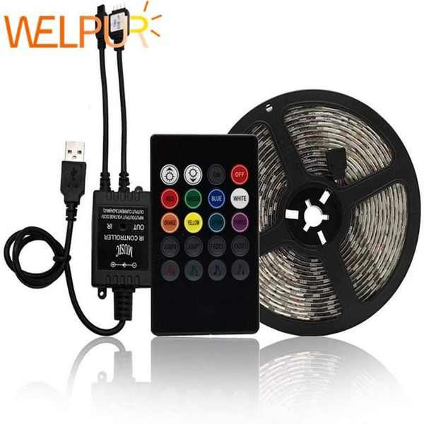 

strips led strip dc5v usb powered 1m-5m rgb color 30led light tv backlight+24key ir remote control no-waterproof music smart