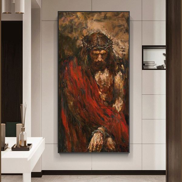 Decorazione della casa Immagini stampate HD Opere d'arte da parete Acquerello 1 Pezzi Gesù Cristo Poster modulare Pittura su tela per soggiorno