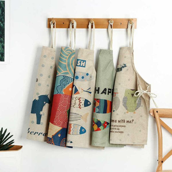 

apronscreative apron fouling parent child cotton hemp printing women's kitchen home