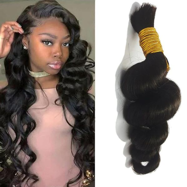 

human hair bulks brazilian bouncy curly wave bulk no wefts 8"-26" inch 1/3 pcs/lot extensions natural pre colored virgin, Black