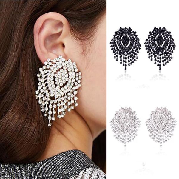 

dangle & chandelier 2021 women's boho fashion crystal drop earrings elegant charming shiny ear studs jewelry gifts female brincos, Silver