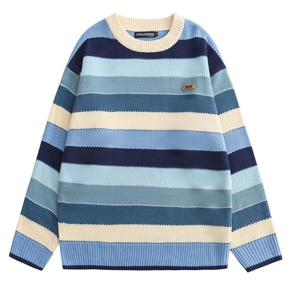 

men's sweaters men oversized striped sweater 2021 mens winter korean fashions male hip hop pullover harajuku couple women top, White;black