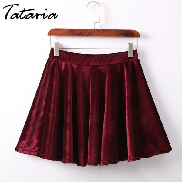 

women pleated red skirt velvet loose causal mini school for skirts jupe femme summer, Black