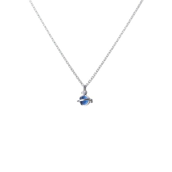 

pendant necklaces 925 sterling silver blue crystal planet star necklace cute fashion clavicle chain jewelry high quality
