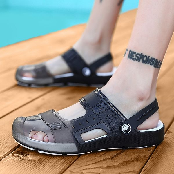

2021 couple outdoor breathable mens shoes casual flat shoes jelly bottom summer mens shoes home casual sandals couple slippers, Black