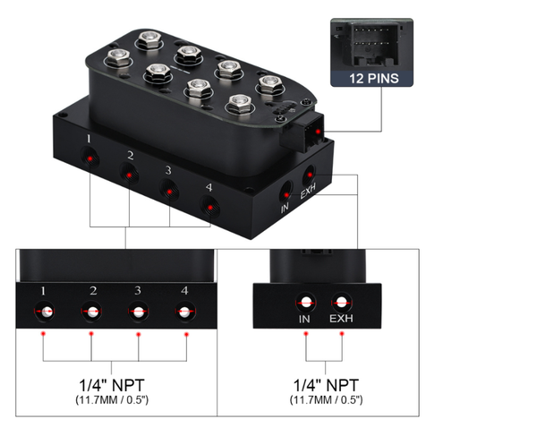 

manifold & parts responsive air suspension solenoid valve prevent corrosion with pre-wired numbered ports