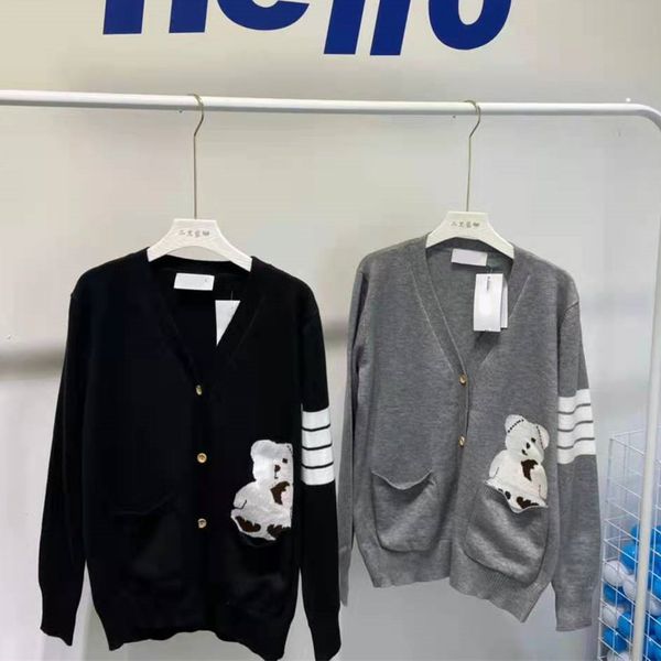 

2021 autumn new fashion brand tb bear embroidery single breasted men's and women's same couple cardigan coat, White;black
