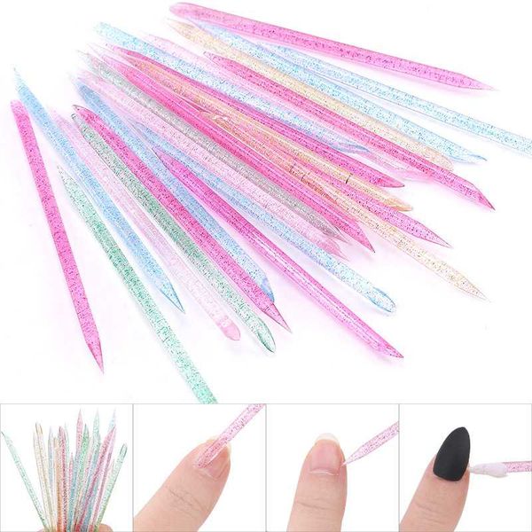 

cuticle pushers 20pcs reusable crystal stick nail art pusher double ends remover