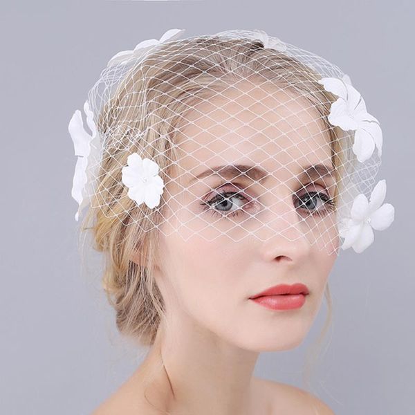 

bridal veils 2021 arrival short face wedding veil netting with floral, Black