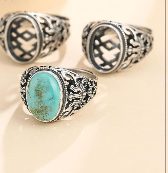 

cluster rings 9*13.5mm 925 sterling silver semi mount bases blanks base blank pad men ring setting set diy a5515, Golden;silver