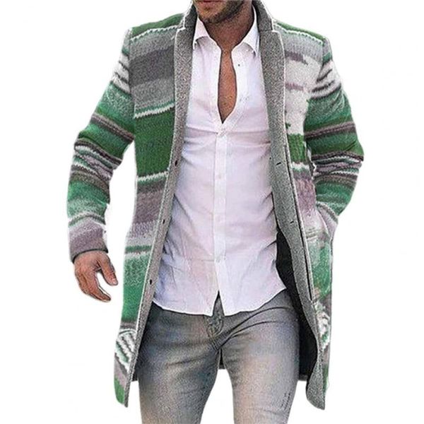 

men's trench coats jacket coat men color stripe thick warm single-breasted long sleeve man winter male, Tan;black