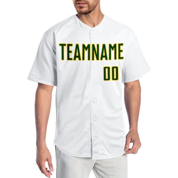 

custom white green-gold authentic baseball jersey, Blue;black