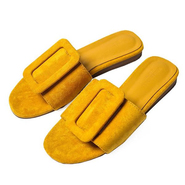 

slippers solid flock summer woman shoes big buckle flats casual brief soft comfy slides fairy girls brand designer flip flops, Black