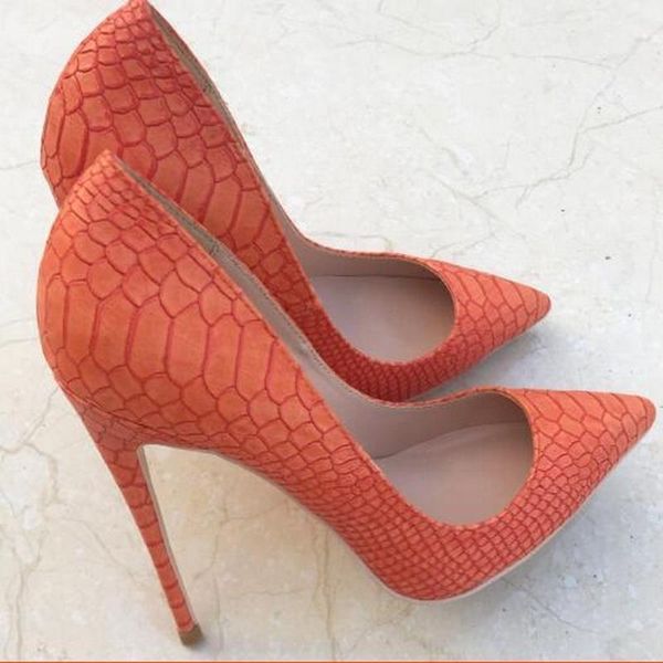 

dress shoes fashion pointed orange high-heeled exquisite snake pattern elegant single 12cm high heel ladies party pump1, Black