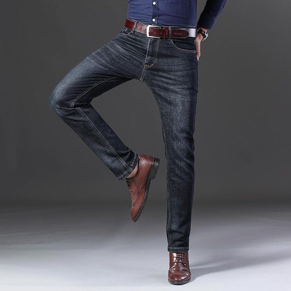 

men's fashion trend locomotive jeans embroidery trousers male ripped denim pants, Blue