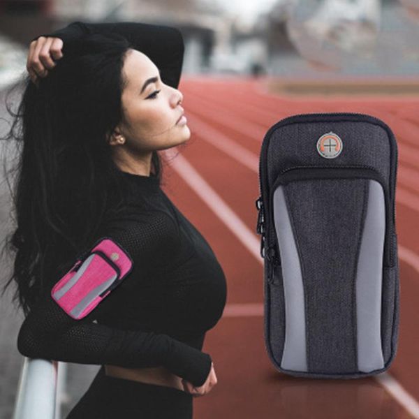 

storage bags running men women arm for phone money keys outdoor sports package bag with headset hole simple style band