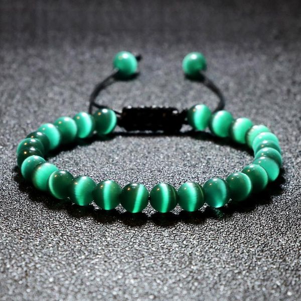 

beaded, strands trendy simple women natural cat eyes beads bracelets 6mm handmade braided adjustable bracelets&bangles charm men lucky jewel, Black