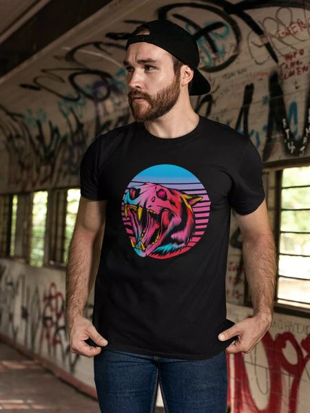 

Skull Tiger Retro Design Tee Men's -Image by Shutterstock, White;black