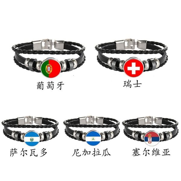 

souvenir selling world cup woven leather portuguese flag time football bracelet