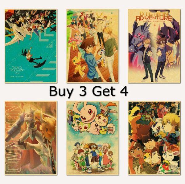 

paintings digimon cartoon anime movie adventure poster room decor art silk decoration custom home