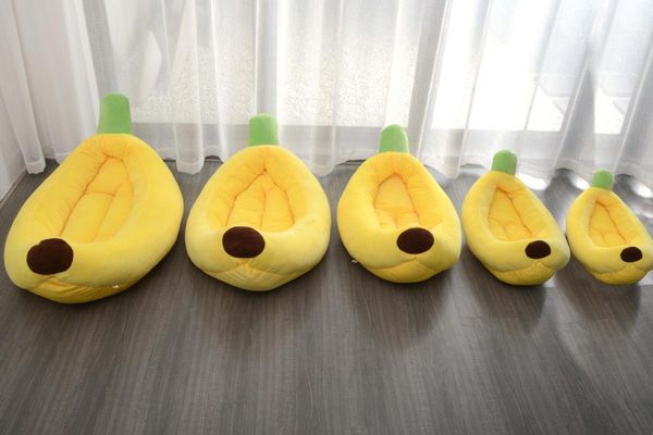 

cat beds & furniture banana shape bed cute detachable cleaning yellow dog house pet sleeping bag cave portable cushion