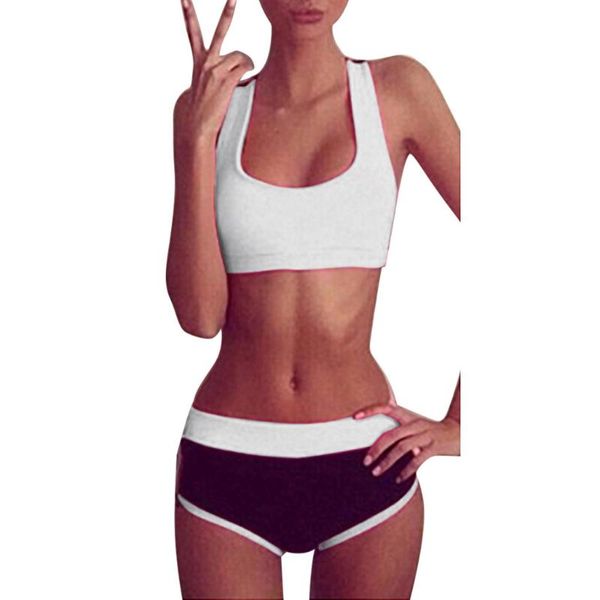 

women seamless color matching 2pcs yoga set back straps cross sleeveless crop & high waisted elastic shorts sports a20 outfit