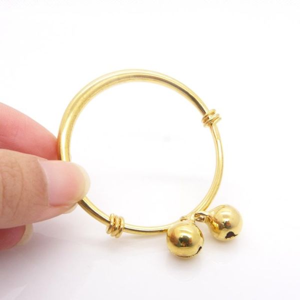 

bangle smooth adjustable infant yellow gold filled baby bracelet for birthday, Black
