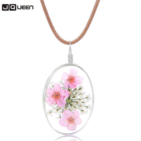 

pendant necklaces 2021 style dried flowers water drop glass choker & pendants for women rope chain necklace jewellery, Silver