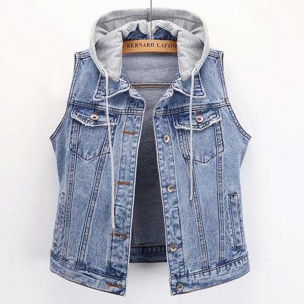 

women's jackets denim jacket sleeveless spring and autumn ripped short ladies, Black;brown